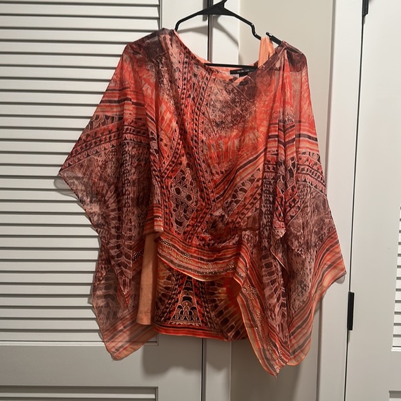 Tank top with attached sheer cover up - Picture 2 of 3